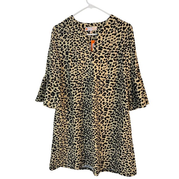 NWT Jude Connally Size Small  Kerry Cheetah Camel Dress Bell Sleeves Womens - Picture 1 of 6